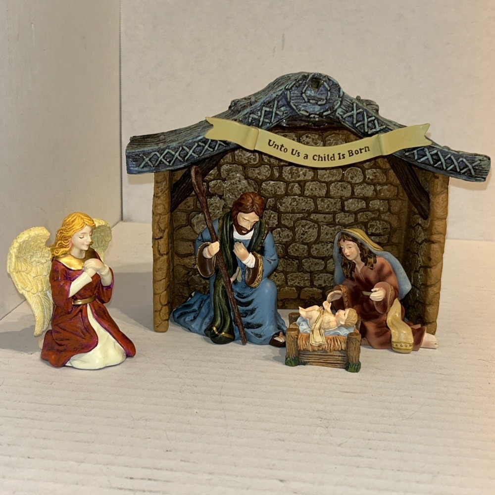 Thomas Kinkade Hawthorne Village Holy Night Creche Nativity Set Mary Baby Jesus